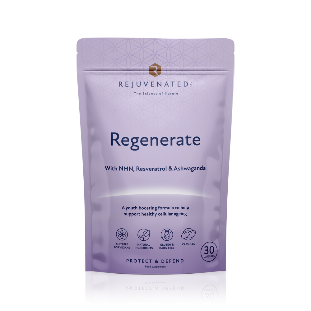 Активні капсули для відновлення та захисту ДНК клітин Rejuvenated Regenerate with NMN, Resveratrol & Ashwaganda